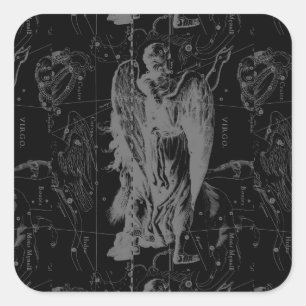 Sticker Carré Symbole Virgo Constellation Hevelius Décor noir