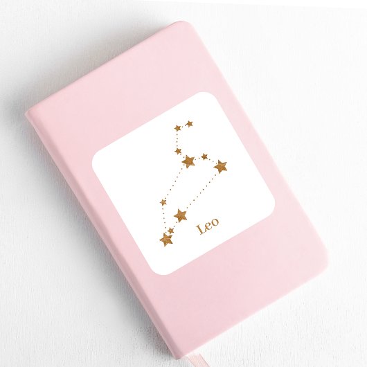 Sticker Carré SYMBOLE Zodiaque moderne Gold Leo | Incendie d'élé