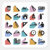 Sticker Carré Symboles de construction (Devant)