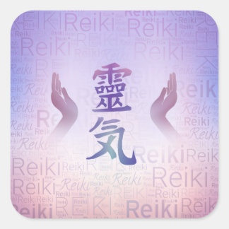Sticker Carré Symboles de Reiki - pourpre doux
