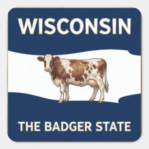 Sticker Carré Symboles du blaireau du Wisconsin et fierté de l'É