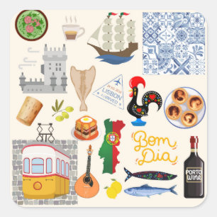Sticker Carré Symboles du Portugal Amoureux de Voyage