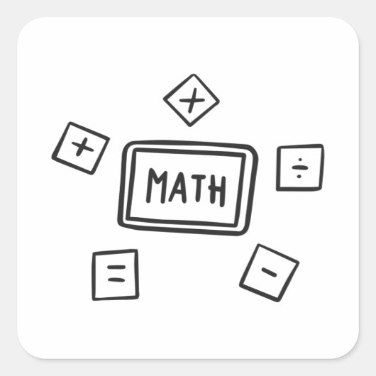 Sticker Carré Symboles mathématiques pour enfants (Devant)