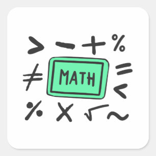 Sticker Carré Symboles mathématiques pour les élèves et les pare
