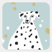 Sticker Carré Sympa Chien Dalmatien Illustration Abstraite Art (Devant)