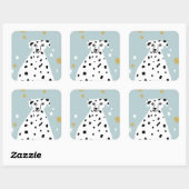 Sticker Carré Sympa Chien Dalmatien Illustration Abstraite Art (Feuille)