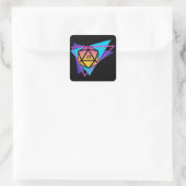 Sticker Carré Synthwave D20 Dice Steampunk Tabletop RPG (Sac)