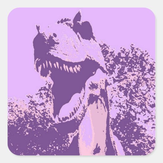 Sticker Carré T-Rex Dinosaure Violet (Devant)