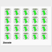 Sticker Carré T-Rex mignon et en colère avec Motif noir et blanc (Feuille)