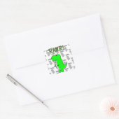 Sticker Carré T-Rex mignon et en colère avec Motif noir et blanc (Enveloppe)