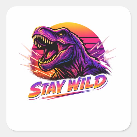 Sticker Carré T-Rex Reste Sauvage (Devant)
