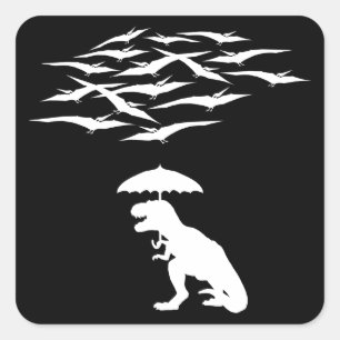 Sticker Carré T-Rex vs the Pterodactyls