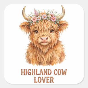 Sticker Carré T-Shirt Amoureux de Vache des Highlands Avec une