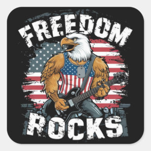 Sticker Carré T-shirt patriotique USA Freedom Rocks