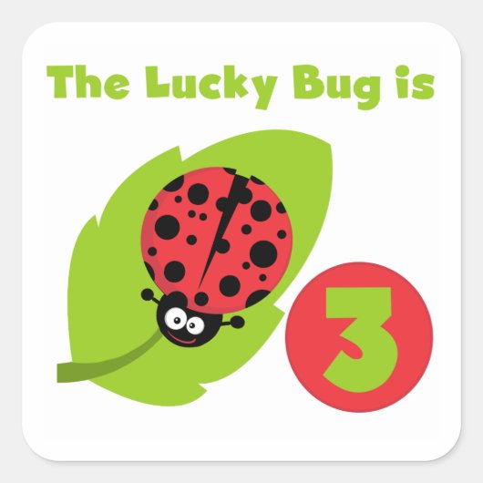 Sticker Carré T-shirts et cadeaux 3e anniversaire Lucky Bug (Devant)