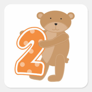 Sticker Carré T-shirts et cadeaux de 2e anniversaire de l'ours