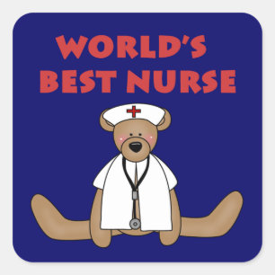 Sticker Carré T-shirts et cadeaux de Bear World's Best Nurse