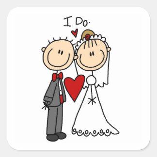 Sticker Carré T-shirts et cadeaux de mariage Couple I Do