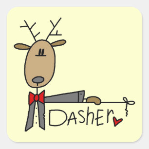 Sticker Carré T-shirts et cadeaux de Noël de Dasher Reindeer