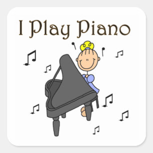Sticker Carré T-shirts et cadeaux Je Joue du Piano