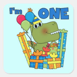 Sticker Carré T-shirts et cadeaux Little Dino 1er anniversaire