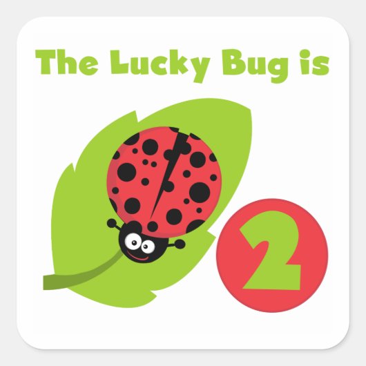 Sticker Carré T-shirts et cadeaux Lucky Bug 2e anniversaire (Devant)