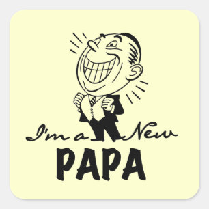 Sticker Carré T-shirts et cadeaux pour papa nouveau souriant