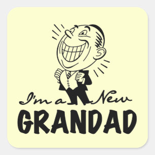 Sticker Carré T-shirts et cadeaux Smiling New Grand-père