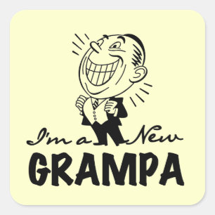 Sticker Carré T-shirts et cadeaux souriants New Grampa