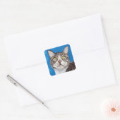 Sticker Carré Tabby Cat Peinture (Enveloppe)