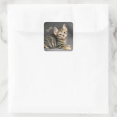 Sticker Carré Tabby chatte moelleux chatte bébé (Sac)