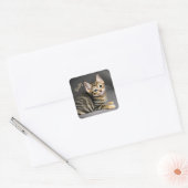 Sticker Carré Tabby chatte moelleux chatte bébé (Enveloppe)
