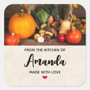 Sticker Carré Table Thanksgiving Bounty Harvest Cuisine