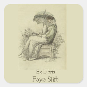 Sticker Carré Table Vintage modifiable avec plaque parapluie