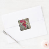 Sticker Carré Tableau de la grange de poulet rustique Rooster (Enveloppe)