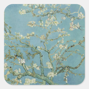 Sticker Carré Tableau des fleurs d'amandes de Van Gogh