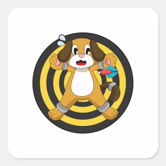 Sticker Carré Tableau noir fléchettes de chien (Devant)