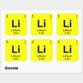 Sticker Carré Tableau périodique des éléments (lithium) (Feuille)