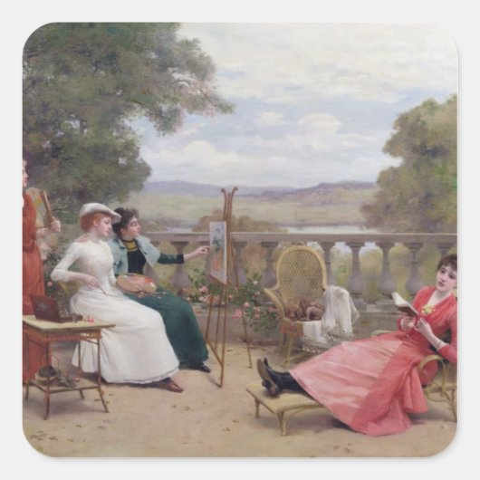 Sticker Carré Tableau sur la terrasse (Devant)