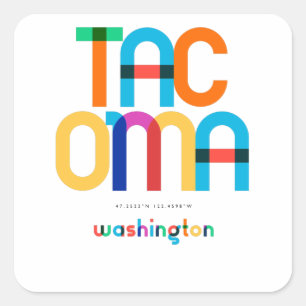 Sticker Carré Tacoma Washington milieu du XXe siècle, Art Pop,