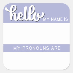 Sticker Carré Tag Nom et Pronoun - Carré Lilac