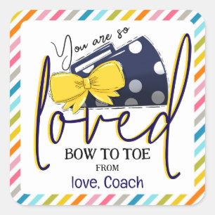 Sticker Carré Tags Cheer Bow et Megaphone Gift pour CheerLeaders