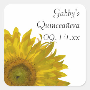 Sticker Carré Tags favoris du tournesol jaune Quinceanera