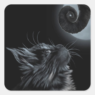 Sticker Carré Tail Chat Et Cham ~ MEOWZMERIZZE