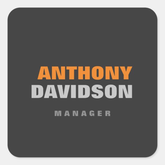 Sticker Carré Taille parfaite alternative Gris Orange Texte en g (Devant)