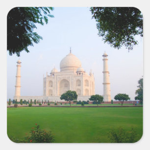 Sticker Carré Taj Mahal au lever du soleil l'un des merveilles d