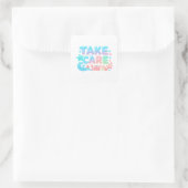 Sticker Carré Take Care Pastel Ocean Glossy Text (Sac)