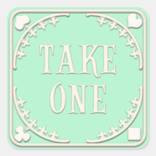Sticker Carré "Take One" Wonderland Tea Party invitant Green (Devant)