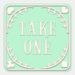 Sticker Carré "Take One" Wonderland Tea Party invitant Green