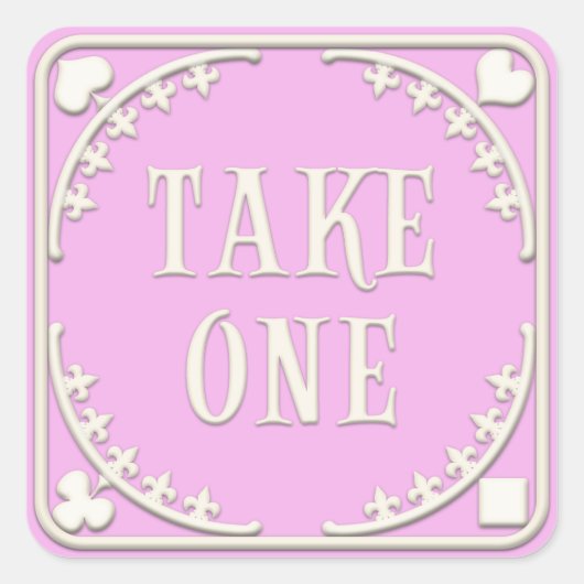 Sticker Carré "Take One" Wonderland Tea Party Whimsical rose (Devant)